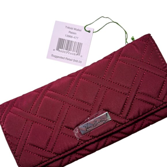NEW Vera Bradley Raisin Matching Set Turn Lock Satchel Purse Trifold Wallet Gift - Picture 9 of 16